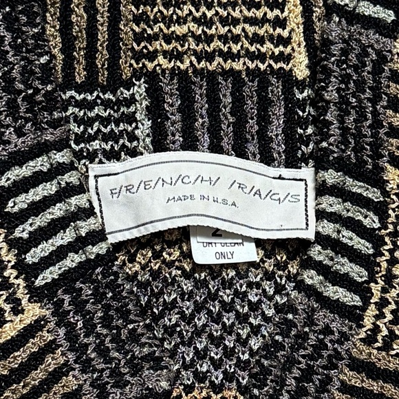 Vintage French Rags Artsy Geometric Print Knit Holiday Chic Substantial Vest 2 - Picture 7 of 11